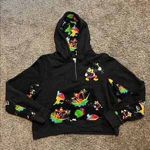 Disney 50th Anniversary Electrical Parade Charcoal Cropped Hoodie Medium‎